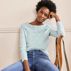 Boden Tie-Back Light Blue Collar Sweater